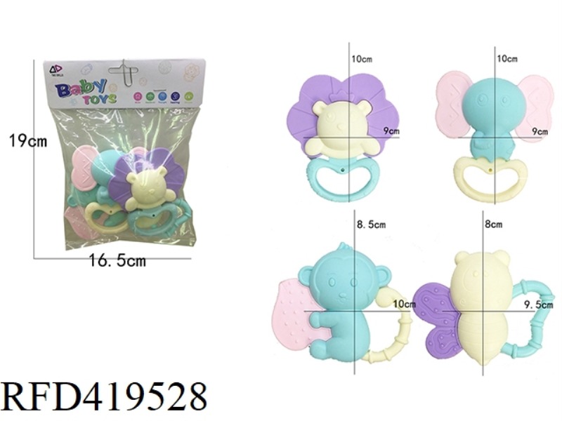 TEETH RATTLE 4 PIECE SET (MACARON COLOR)