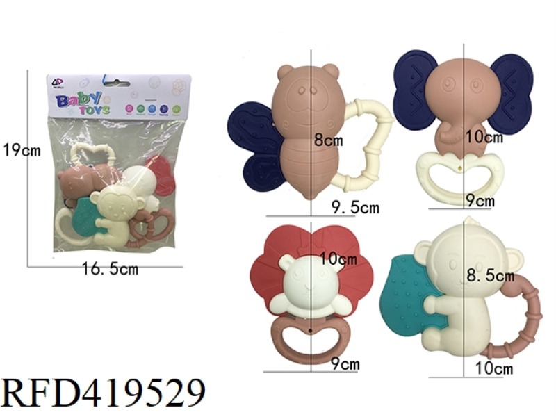 TEETH RATTLE 4 PIECE SET (EUROPEAN AND AMERICAN COLORS)