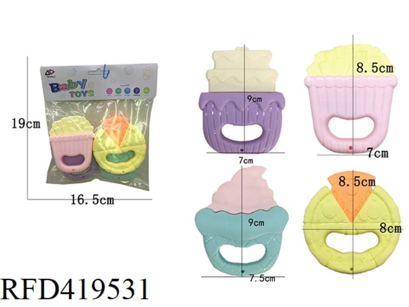 TEETH RATTLE 4 PIECE SET (MACARON COLOR)