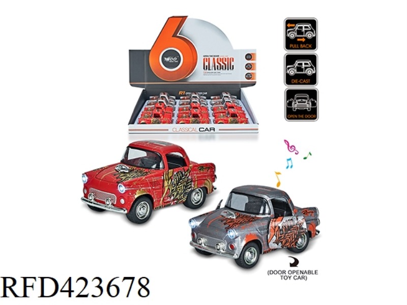 1:38Q VERSION OF CHEVROLET ALLOY PULL BACK 2 DOOR GRAFFITI CLASSIC CAR 12PCS
