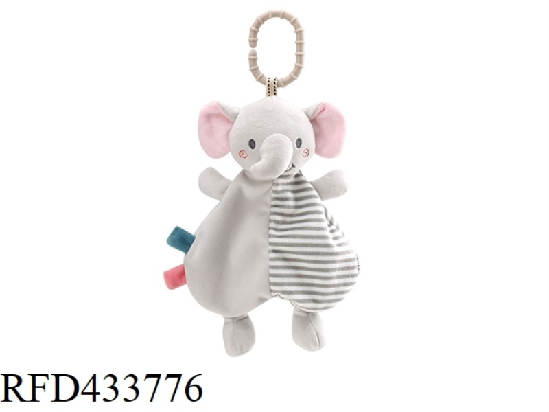 ELEPHANT SOOTHING TOWEL (PAPER RINGS IN THE EARS, BB DEVICE AND BELL ARE BUILT IN THE HEAD)