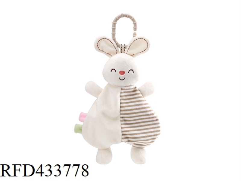 RABBIT SOOTHING TOWEL (PAPER RINGS IN THE EARS, BB DEVICE AND BELL ARE BUILT IN THE HEAD)