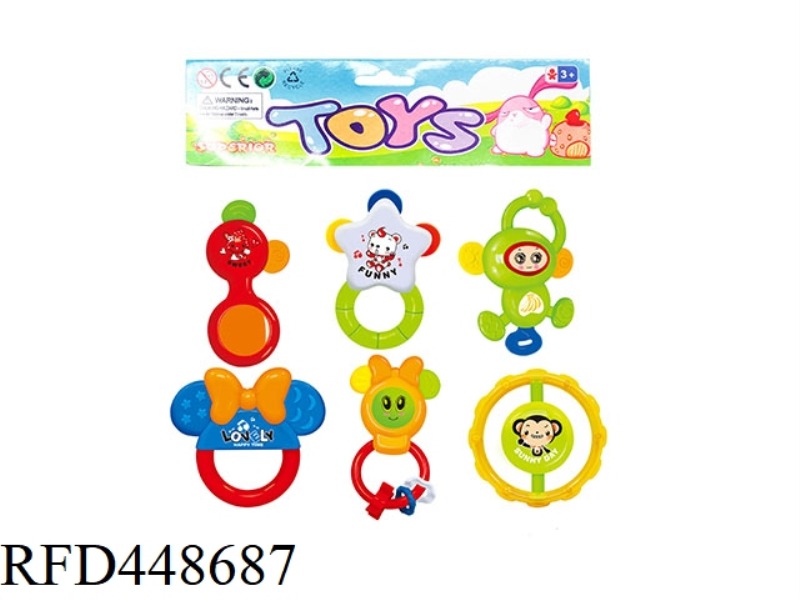 BABY TEETHER RATTLE (PACK OF 6)