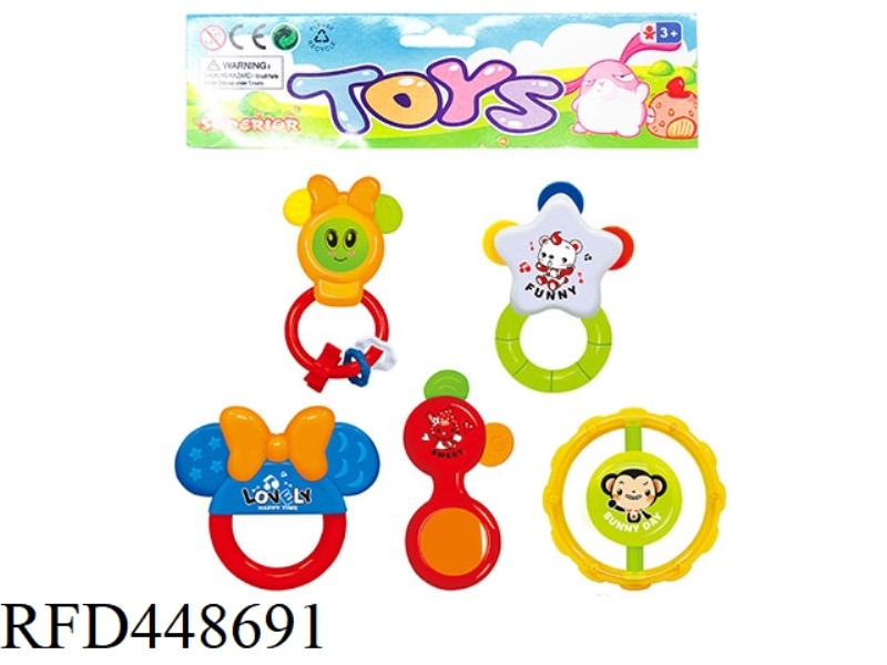 BABY TEETHER RATTLE (PACK OF 5)