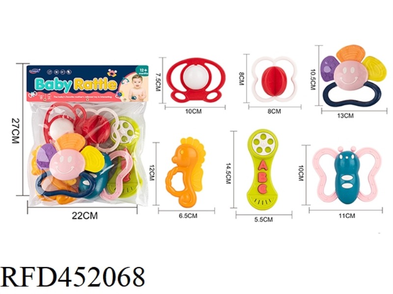 PACK OF 6 BABY RATTLES