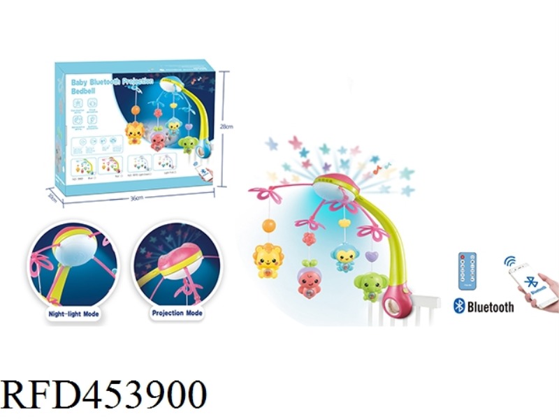 BLUETOOTH PROJECTION NIGHT LIGHT CRIB BELL 516 CONTENTS (BRIGHT BLUE, BRIGHT ROSE RED) -- BATTERY VE