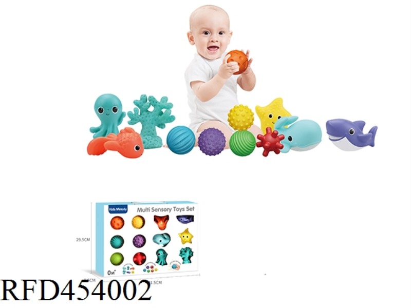 BABY PERCEPTION TOY SET (6 CUTE MARINE PARTNERS AND 6 MULTI TEXTURE PERCEPTION TOUCH BALLS)