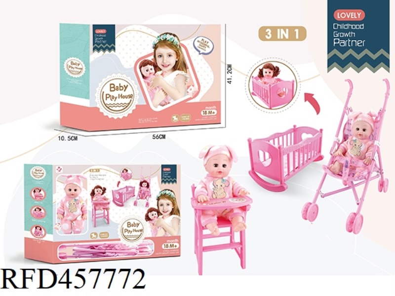 DOLL SUIT 3 IN 1 (CRIB + DINING CHAIR + CART)