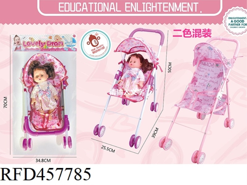 14 INCH DOLL WITH IRON CART