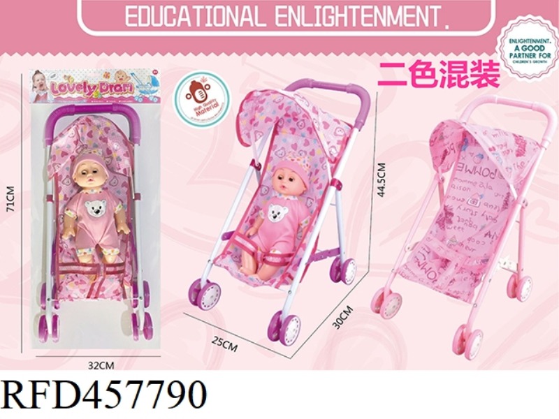 14 INCH DOLL WITH IRON CART