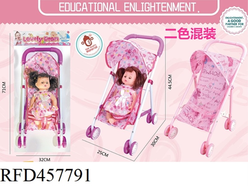 14 INCH DOLL WITH IRON CART