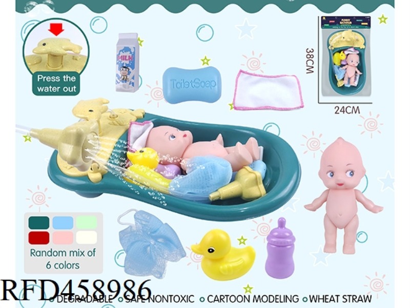 FOUNTAIN WITH BATH ACCESSORIES + THREE HAIR DOLL
