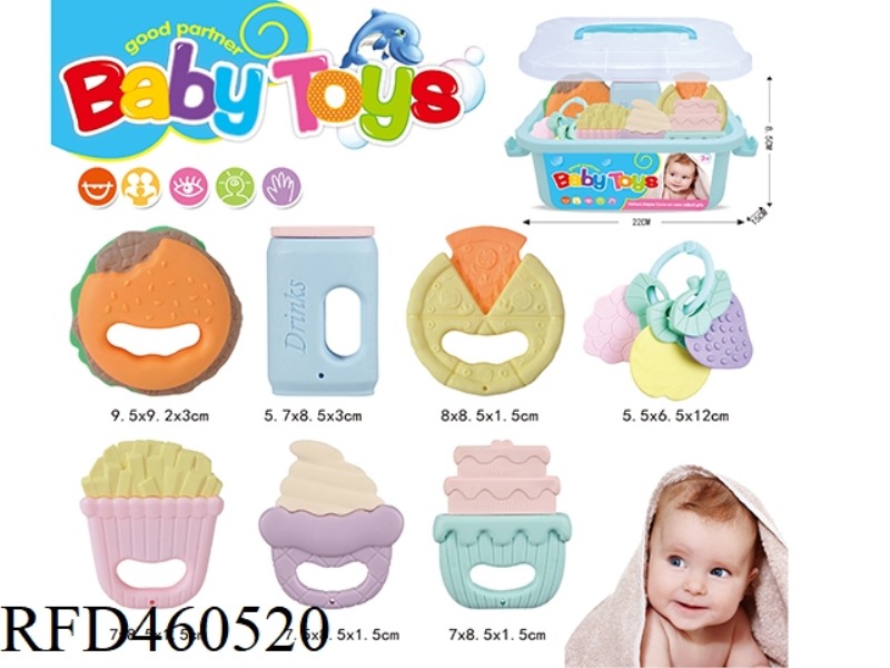 SOFT GUM TEETHER RATTLE TOY (PACK OF 8)
