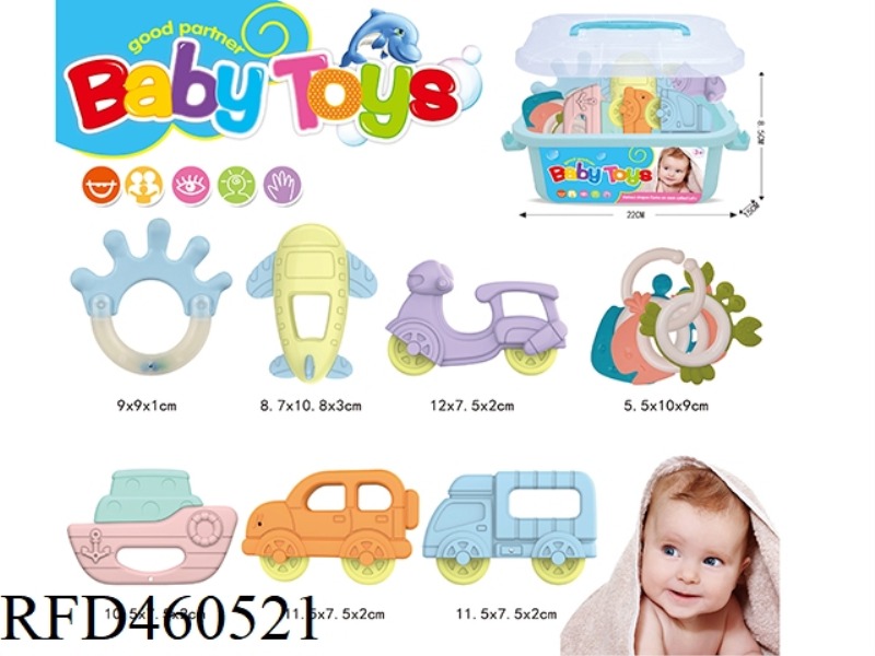 SOFT GUM TEETHER RATTLE TOY (PACK OF 8)