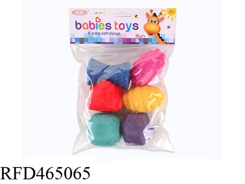 6 SOFT RUBBER BALLS