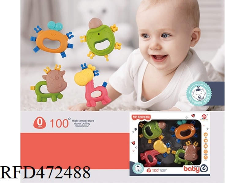 SOFT RUBBER RATTLE (TURTLE, CRAB, COW, DEER)