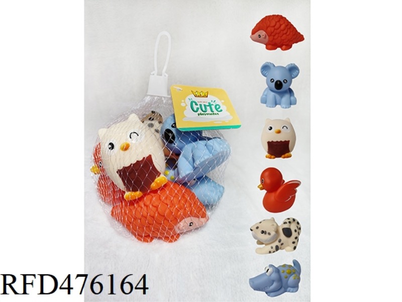 PACK OF 6 BATHROOM SOFT GUM ANIMALS