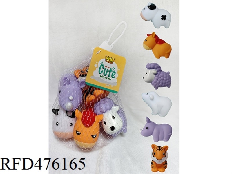PACK OF 6 BATHROOM SOFT GUM ANIMALS
