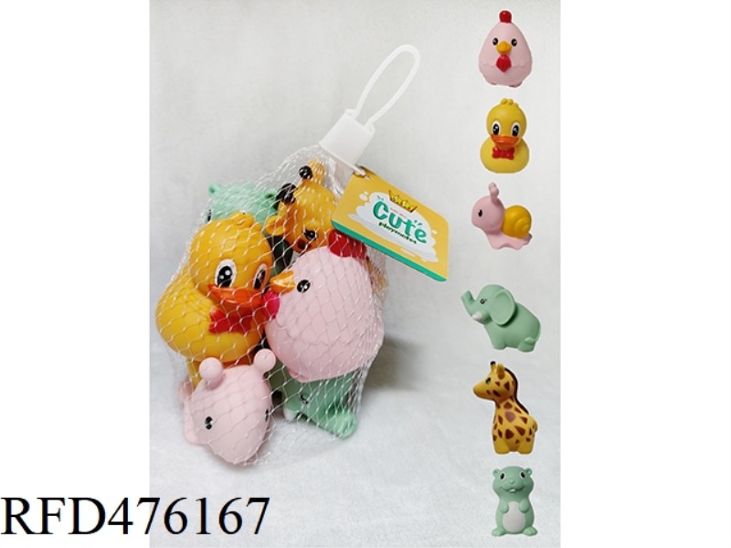 PACK OF 6 BATHROOM SOFT GUM ANIMALS