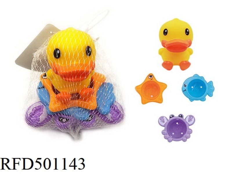 OCEAN BATH STACK STACK CUP POND GLUE DUCK 4 PIECE SET