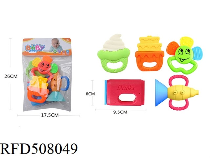 BABY DENTAL GLUE RATTLE SERIES 5PCS