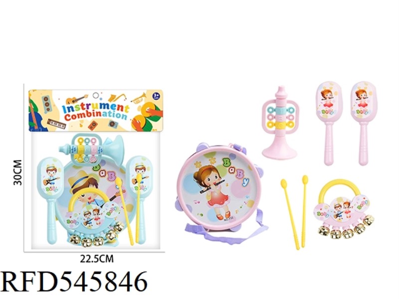 BABY INSTRUMENT SET DOUBLE-SIDED DRUM HAND RATTLE SET