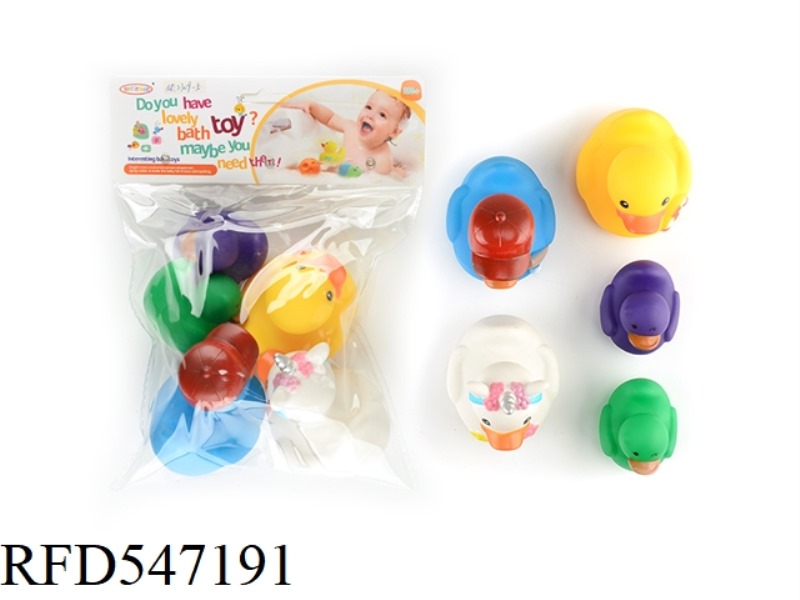 3 MOLDED DUCKS +2 THERMOCHROMIC DUCKS