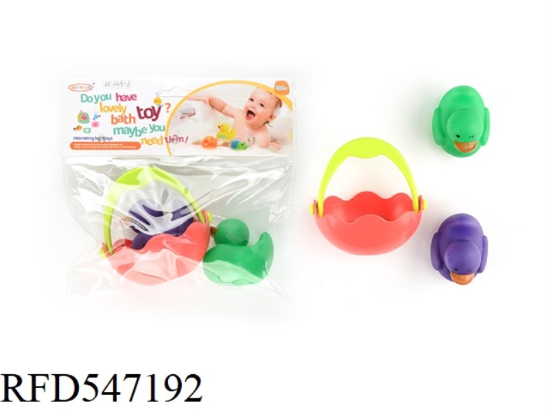 2 TEMPERATURE-SENSITIVE COLOR-CHANGING DUCKS + BASKET