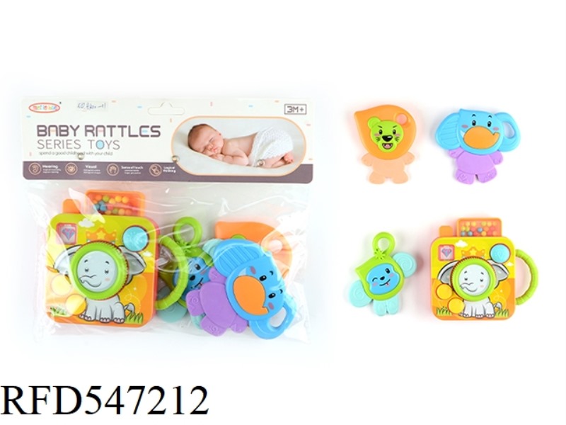 FOUR BABY RATTLES