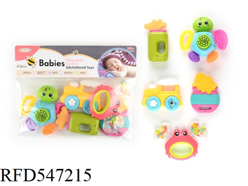 FIVE BABY RATTLES