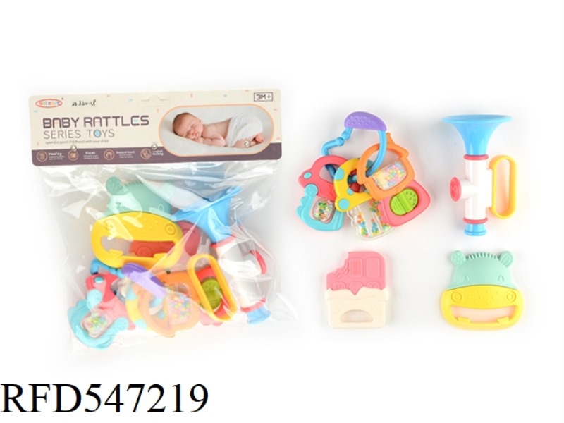 FOUR BABY RATTLES