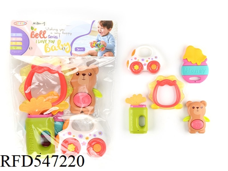 FIVE BABY RATTLES
