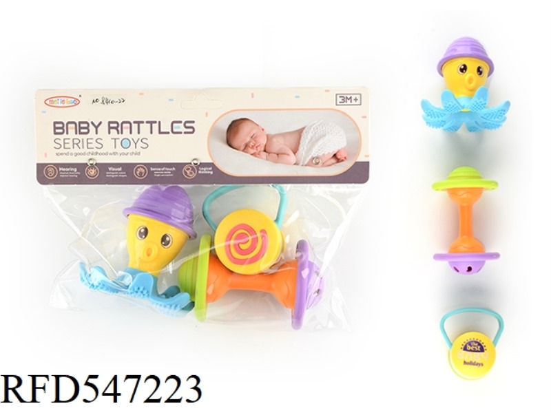 THREE BABY RATTLES