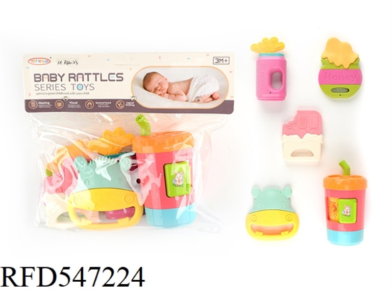 FIVE BABY RATTLES