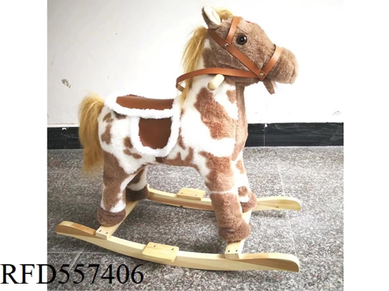 PRINTED BROWN HORSE FLASHING MUSIC ROCKING HORSE