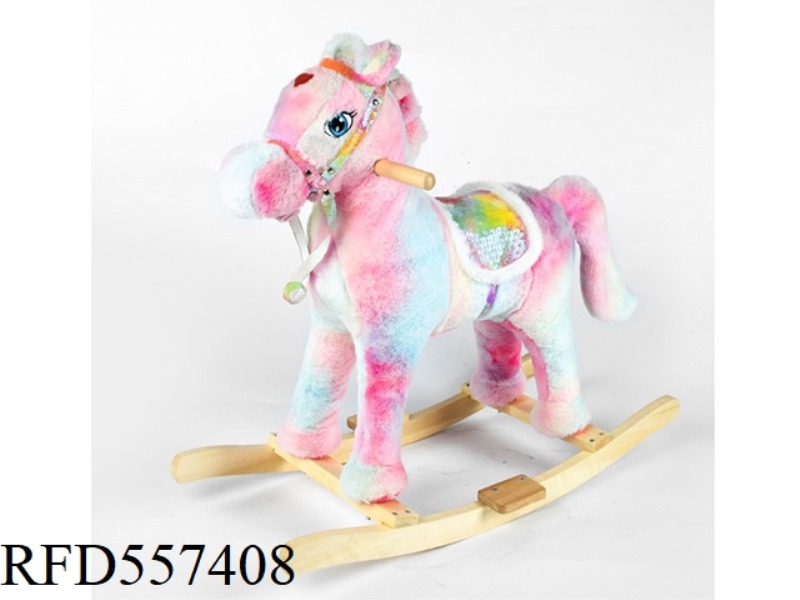 RAINBOW-COLORED FLASHING MUSIC HORSE ROCKING CART