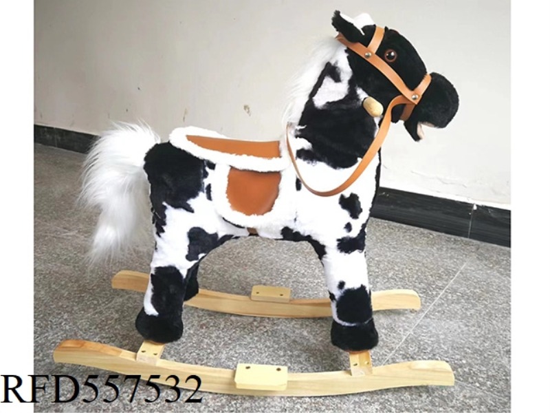 PRINTED BLACK AND WHITE FLASH SOUND HORSE ROCKING CAR