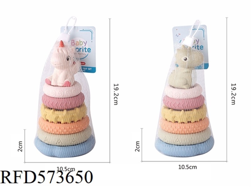 STRAW MATERIAL SOFT GLUE DINOSAUR UNICORN STACK RING