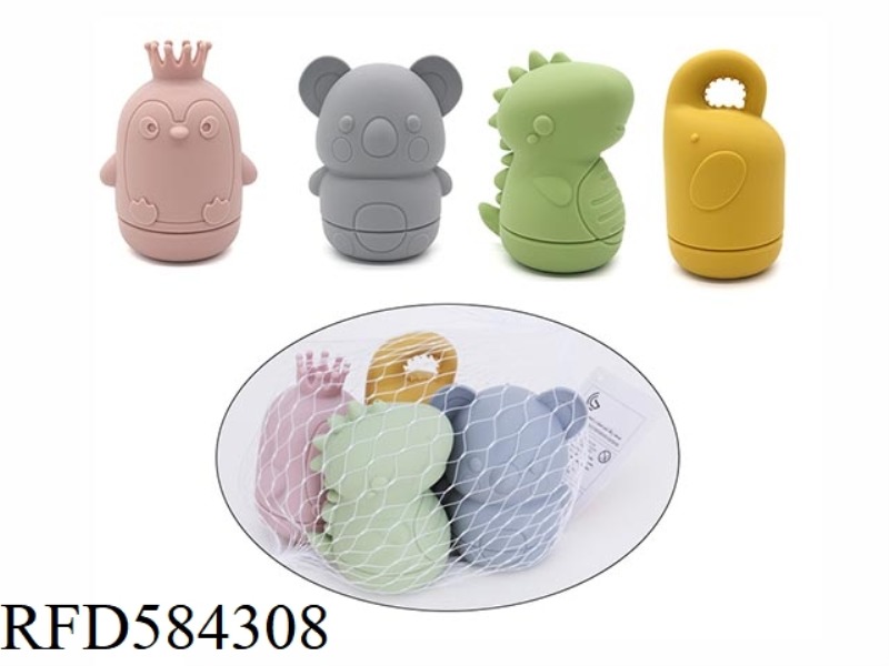 BABY BATH BATH 4-PIECE SET (PENGUIN SHOWER + BEAR SOFT BRUSH + ELEPHANT SPRAY + DINOSAUR SPRAY)