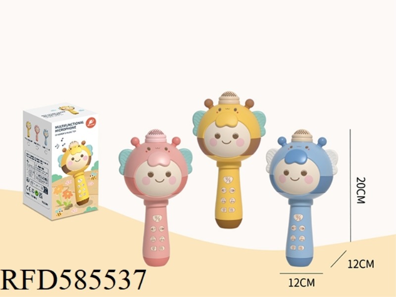ENGLISH VERSION OF MULTI-FUNCTION MICROPHONE (BUILT-IN LITHIUM BATTERY) YELLOW, PINK AND BLUE MIXED