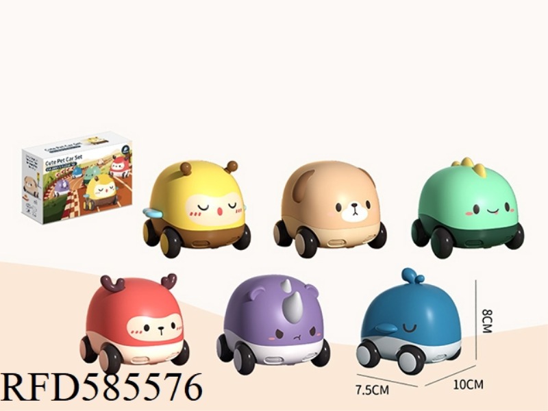 SIX CARS FOR PUPPIES, RHINOS, DEER, DINOSAURS, BEES AND WHALES