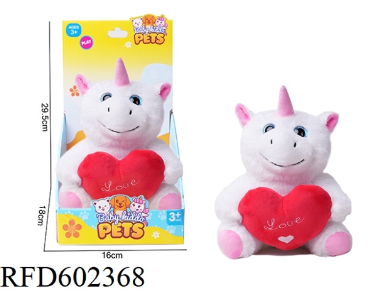 PLUSH COMFORT DOLL LOVE BABY ANIMAL - HEART UNICORN