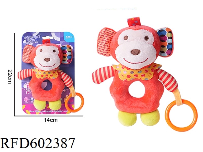 BABY CARTOON ANIMAL HAND STICK PLUSH TOY - MONKEY
