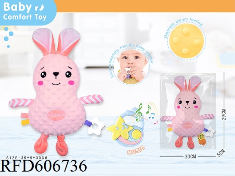 (RABBIT + MUSIC BOX) LARGE BABY SLEEPING BABY SOOTHING TOY/BEANIE TOWEL SOOTHING ACTION FIGURE SOOTH