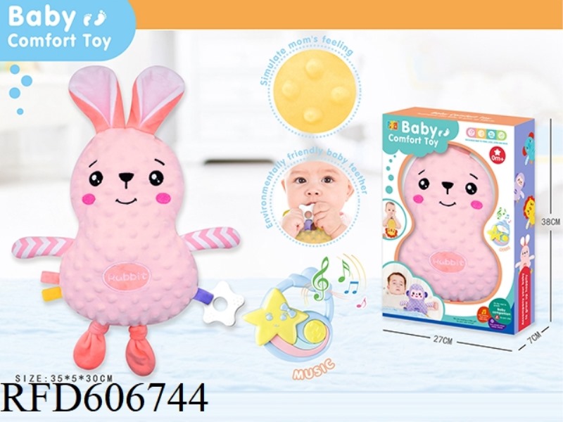 (RABBIT + MUSIC BOX) LARGE BABY SLEEPING BABY SOOTHING TOY/BEANIE TOWEL SOOTHING ACTION FIGURE SOOTH