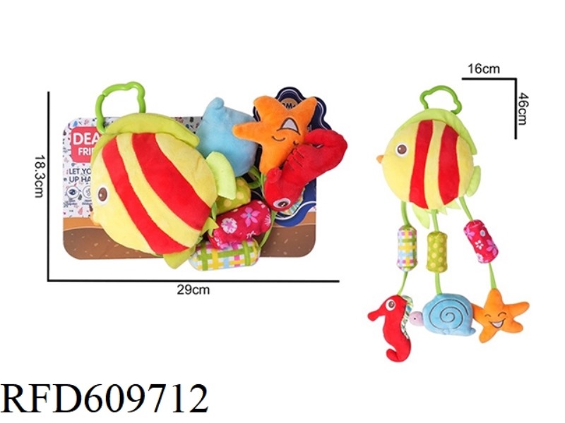 BABY CRIB HANGING BIG WIND CHIME STRIPED FISH PLUSH TOY