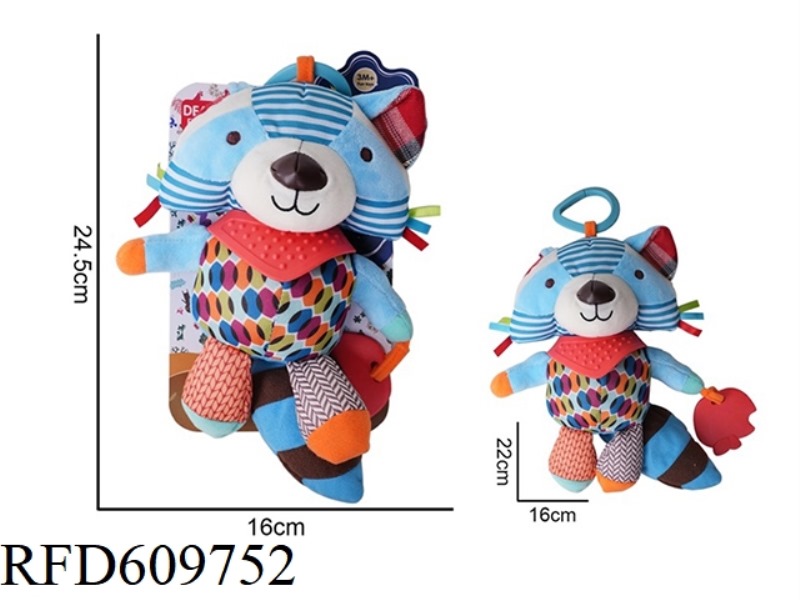 PLUSH BIB RACCOON CART HEADBOARD PENDANT RATTLE BABY TOY