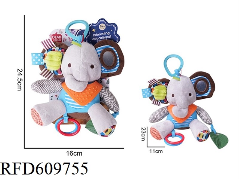 PLUSH BIB MONKEY TROLLEY BED PENDANT RATTLE BABY TOY
