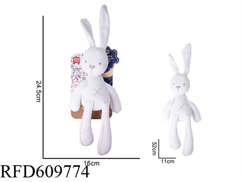 WHITE LONG-LEGGED RABBIT SOOTHING STUFFED ANIMAL