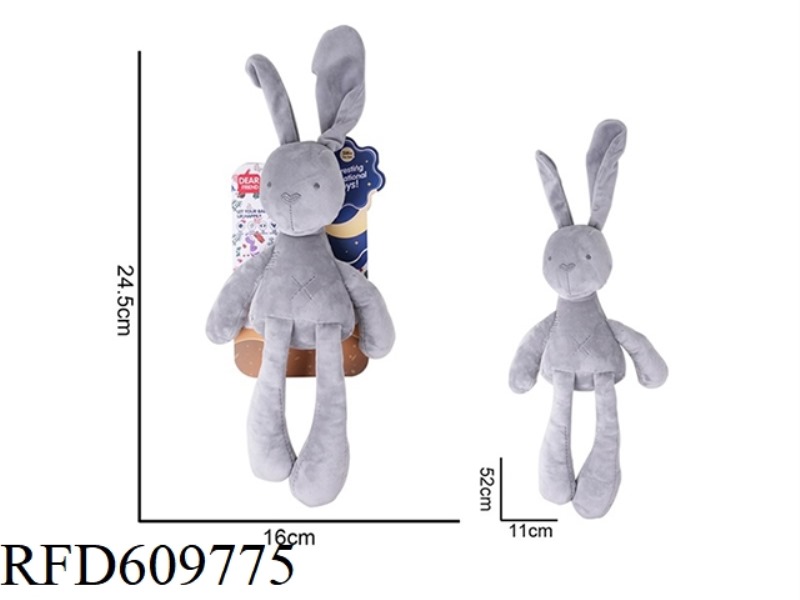 GRAY LONG-LEGGED RABBIT SOOTHES STUFFED ANIMAL